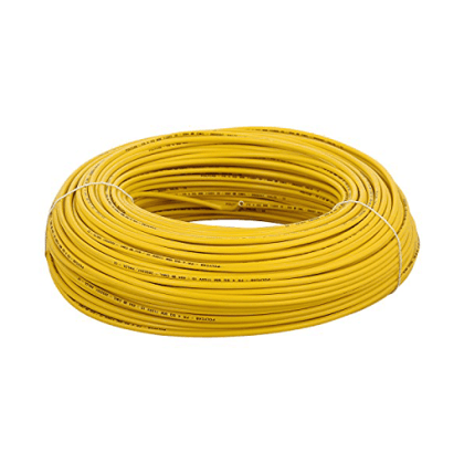 Finolex 6 SQMM X 1 CORE PVC Insulated  COPPER FLEXIBLE FRLS Cable  YELLOW (100 Meters)