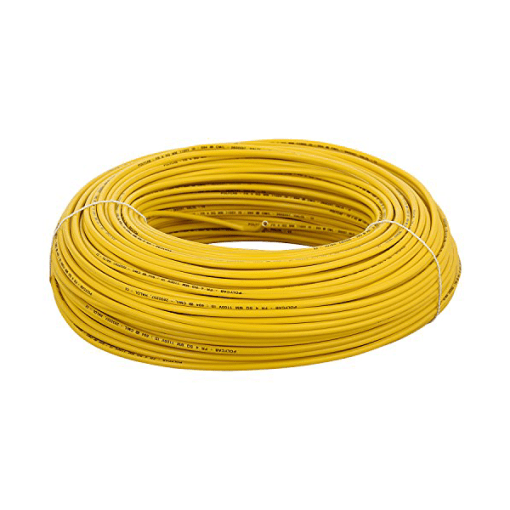 Finolex 6 SQMM X 1 CORE PVC Insulated  COPPER FLEXIBLE FRLS Cable  YELLOW (100 Meters)