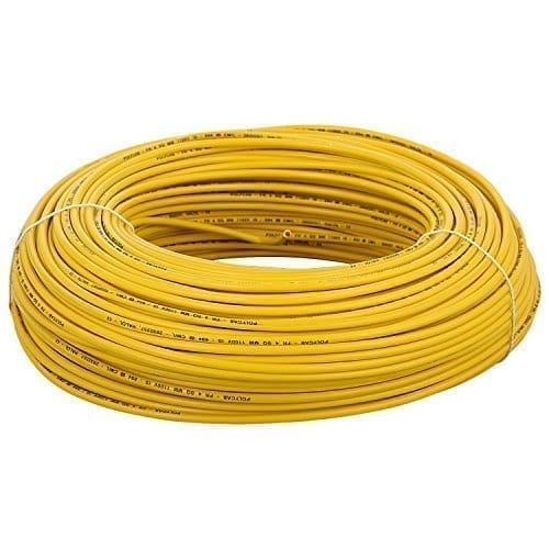 Polycab 1 Sqmm Single core Pvc Insulated Copper Flexible Frls Cable  Yellow  (100 Meters)
