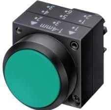 Siemens NORMAL OPAQUE PUSH BUTTON GREEN WITH 1NO CONTACT BLOCK START - 3SB58018AA3
