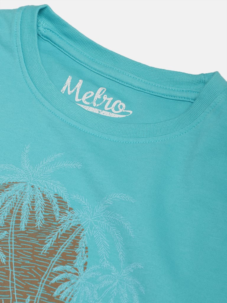 Boys Organic Cotton Printed Round Neck T-shirt