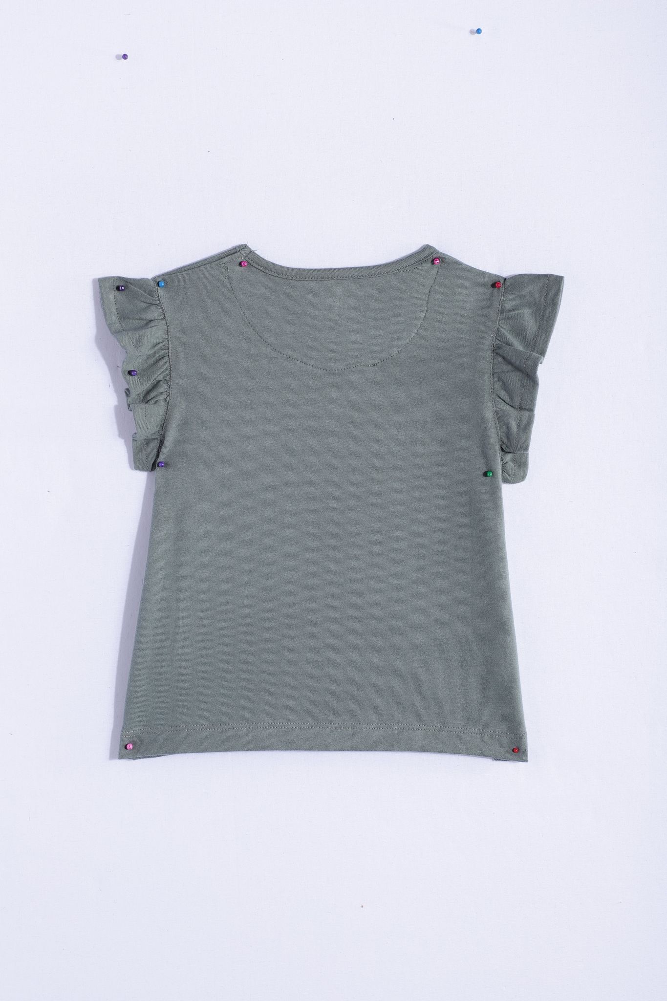 Girls Flutter Sleeve Ruffles Cotton Top