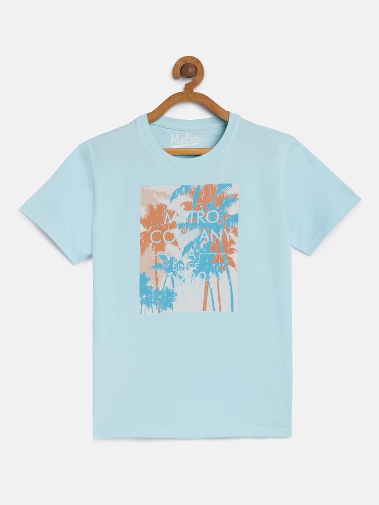 Boys Organic Cotton Printed Round Neck T-shirt