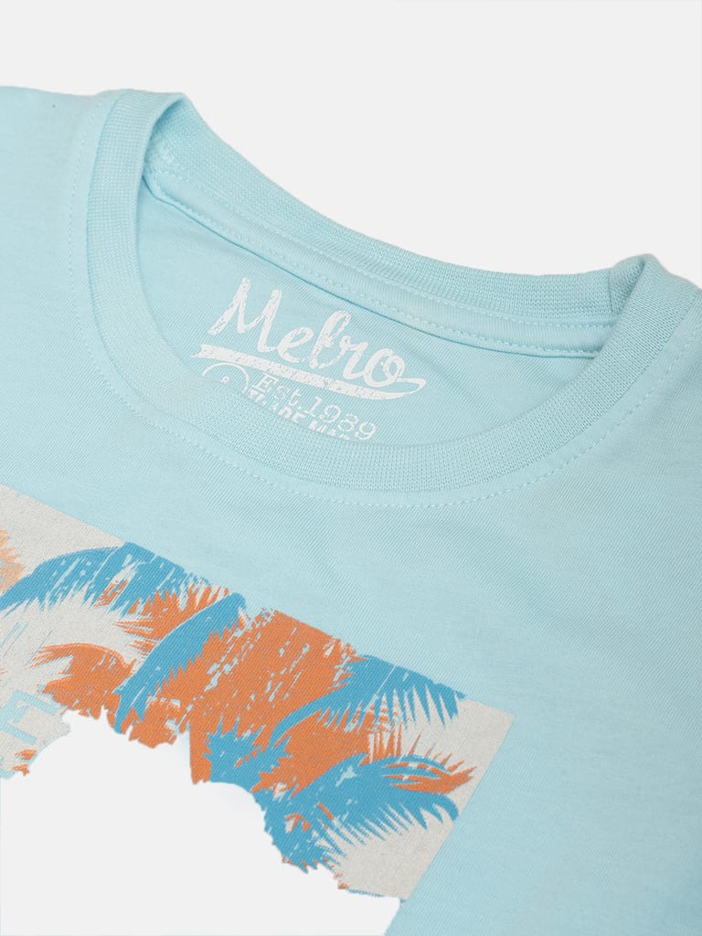 Boys Organic Cotton Printed Round Neck T-shirt