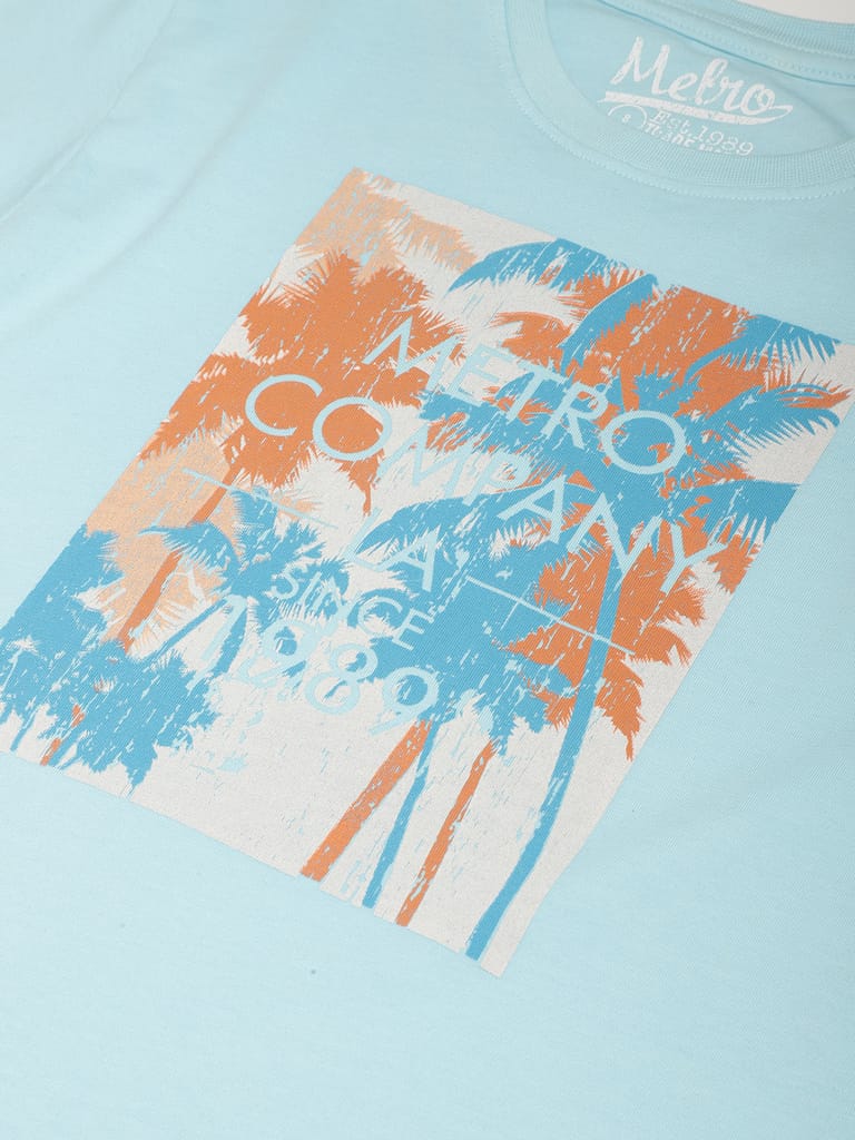 Boys Organic Cotton Printed Round Neck T-shirt