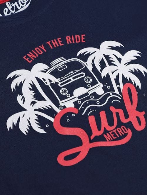 Boys Organic Cotton Printed Round Neck T-shirt