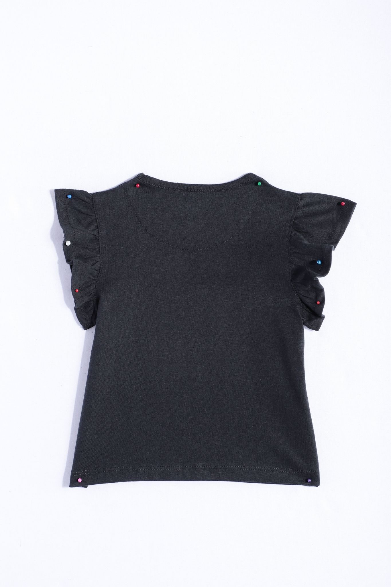 Girls Flutter Sleeve Ruffles Cotton Top