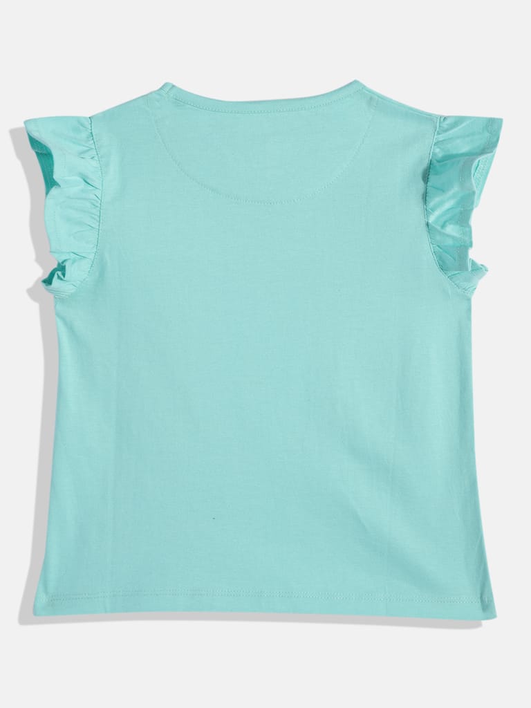 Girls Flutter Sleeves Pure Cotton Top