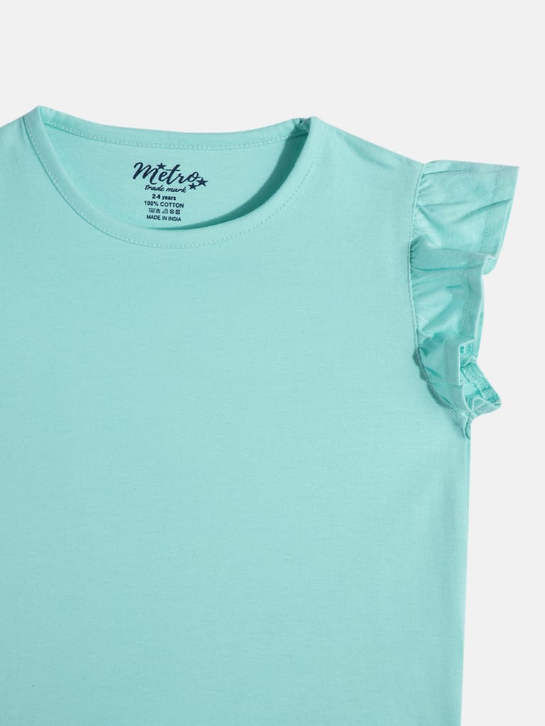 Girls Flutter Sleeves Pure Cotton Top