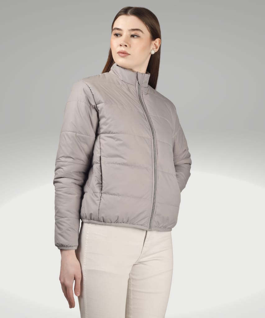 BlueFicus Polyester Solid Bomber Jacket Full Sleeves Jacket for Women's and Girls (Grey) - Jackets & Coats | Buy online on ZillyBuy