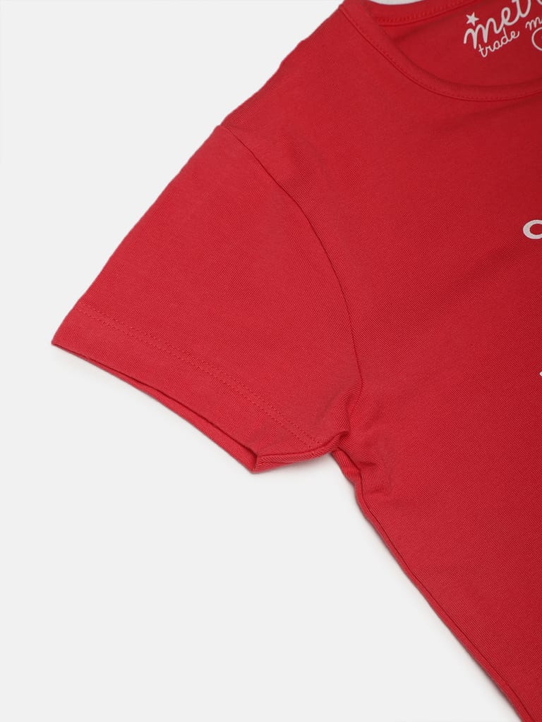 Girls Organic Cotton Printed Round Neck T-shirt