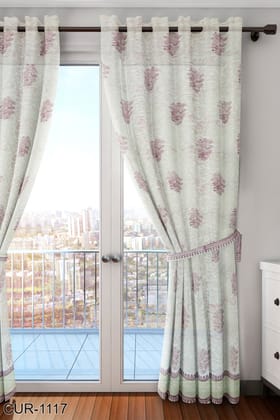 Floral Design Hand Block Printed Curtains Floral Design Hand Block Printed Curtains
