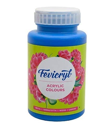 Fevicryl Acrylic Colour, Art  &Craft Paint, DIY Paint, Rich Pigment, NonCraking Paint for Canvas, Wood, Leather, Earthenware, Metal Ideal for Artists Cerulean Blue, 500ml