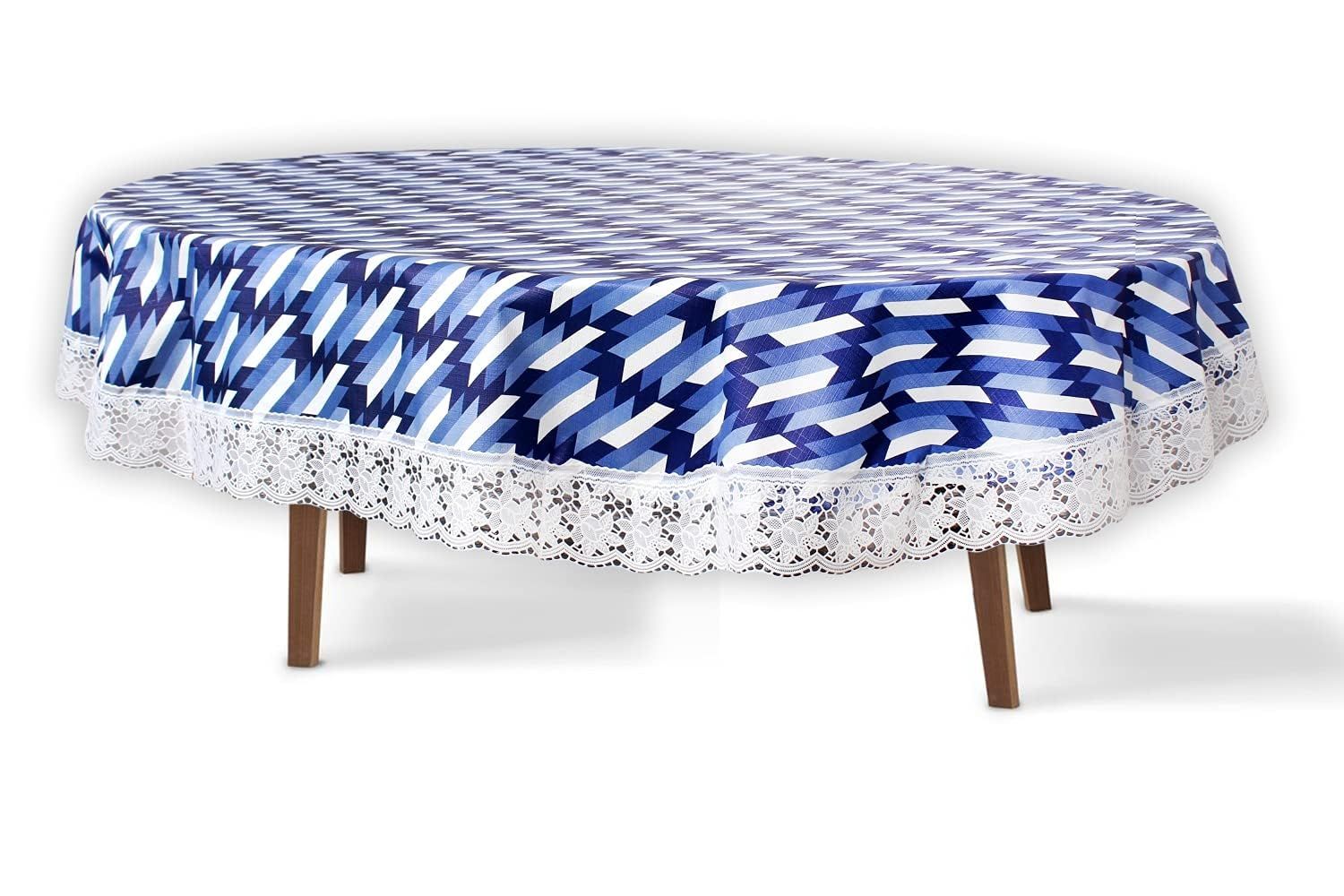 CRAFT CITY Polyester Oval Tablecloth,Strip Pattern Printed Washable Indoor Outdoor Table Cloth Oval,for Dining, Kitchen, Wedding, Parties