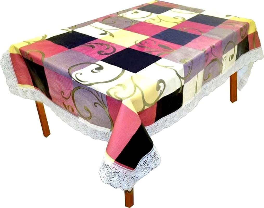 CRAFT CITY Multi Color Flower Print Center/Dining Table Cover for 2/4/6 Seater Table Cloth/Water and dust with Oil-Proof PVC Rectangular Shape