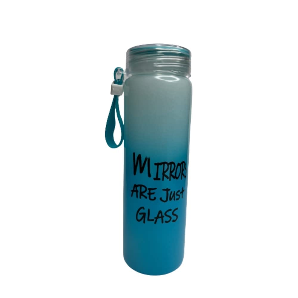 CRAFT CITY Hello Master Glass Water Bottle with Airtight Cap Holder Strap, 480 ml