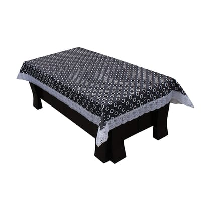 CRAFT CITY Black Color Polka Dots Printed Center/Dining Table Cover for 2/4/6 Seater Table Cloth/Water and dust with Oil-Proof PVC Rectangular Shape