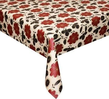 CRAFT CITY Cream Flower Print Center & Dining Table Cover for 2 to 6 Seater Table Cloth/Water and dust with Oil-Proof PVC Rectangular Shape CRAFT CITY Cream Flower Print Center & Dining Table Cover for 2 to 6 Seater Table Cloth/Water and dust with Oil-Proof PVC Rectangular Shape