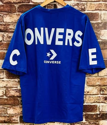 Men Typography Round Neck Pure Cotton Blue T-Shirt