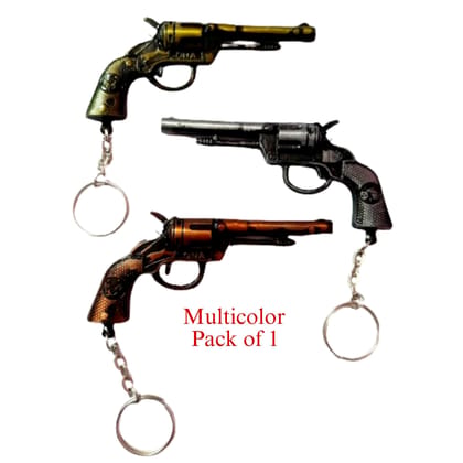 Qawvler 3D Gun Big Keychain 11 cm Steel Multicolor (Pack of 1)
