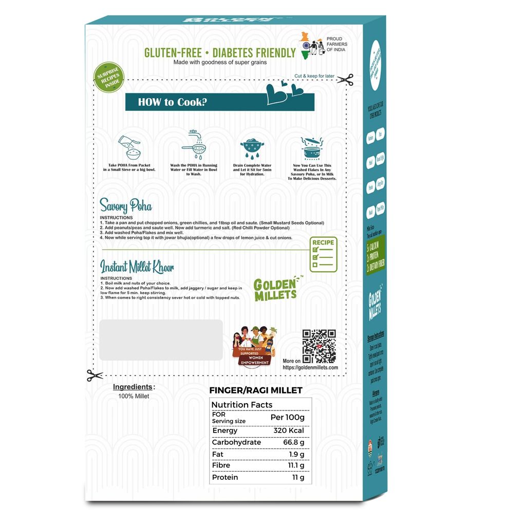 Golden Millets Ragi/Finger Millet Flakes (250gm,Pack of 3)