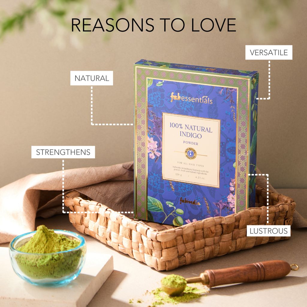 Fabessentials 100% Natural Indigo Powder | Natural Conditioner & Colourant | Natural Conditioner & Hair Colourant | Makes Hair Shiny, Silky & Soft - 120 gm