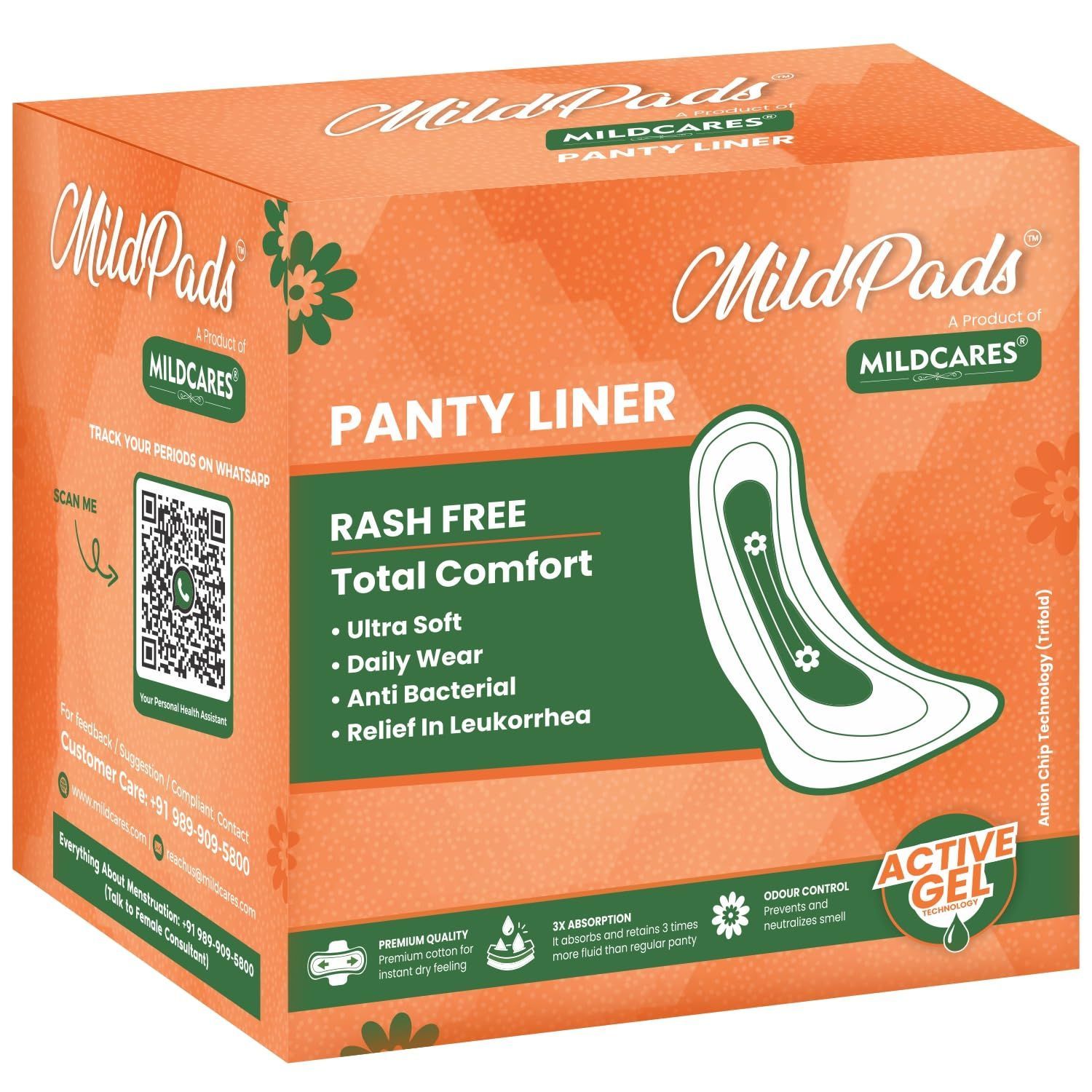 MildCares Ultra Thin Daily Panty Liners | Protects You Against Spotting & Unwanted Discharge | Ultra soft, Anti-Bacterial Relief for Leukorrhea