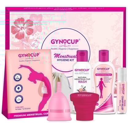 GynoCup Menstrual Cup for Women | Small Size | With Menstrual Cup Sterilizer, Female Intimate Wash, Menstrual Cup Wash & Period Pain Relief | No Leakage Protection Up to 10-12 Hours | (Small) (Pink)