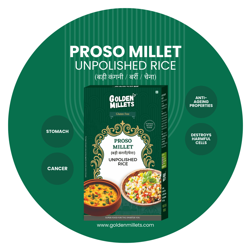 Golden Millets Siridhanya Unpolished Rice Diabetic Friendly | Weightloss Friendly & Gluten Free Kodo Millet | Little Millet | Barnyard Millet | Foxtail Millet | Proso Millet | Siridhanya Millets Combo Pack of 5