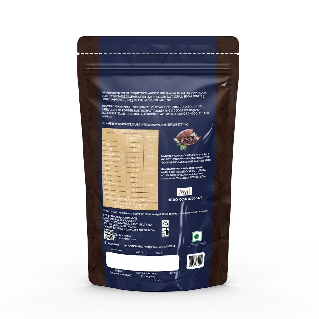 Kyomi Quattro Chocolate Wafer Cubes, 150g | Crispy & Delicious Wafers Perfect for Snacking