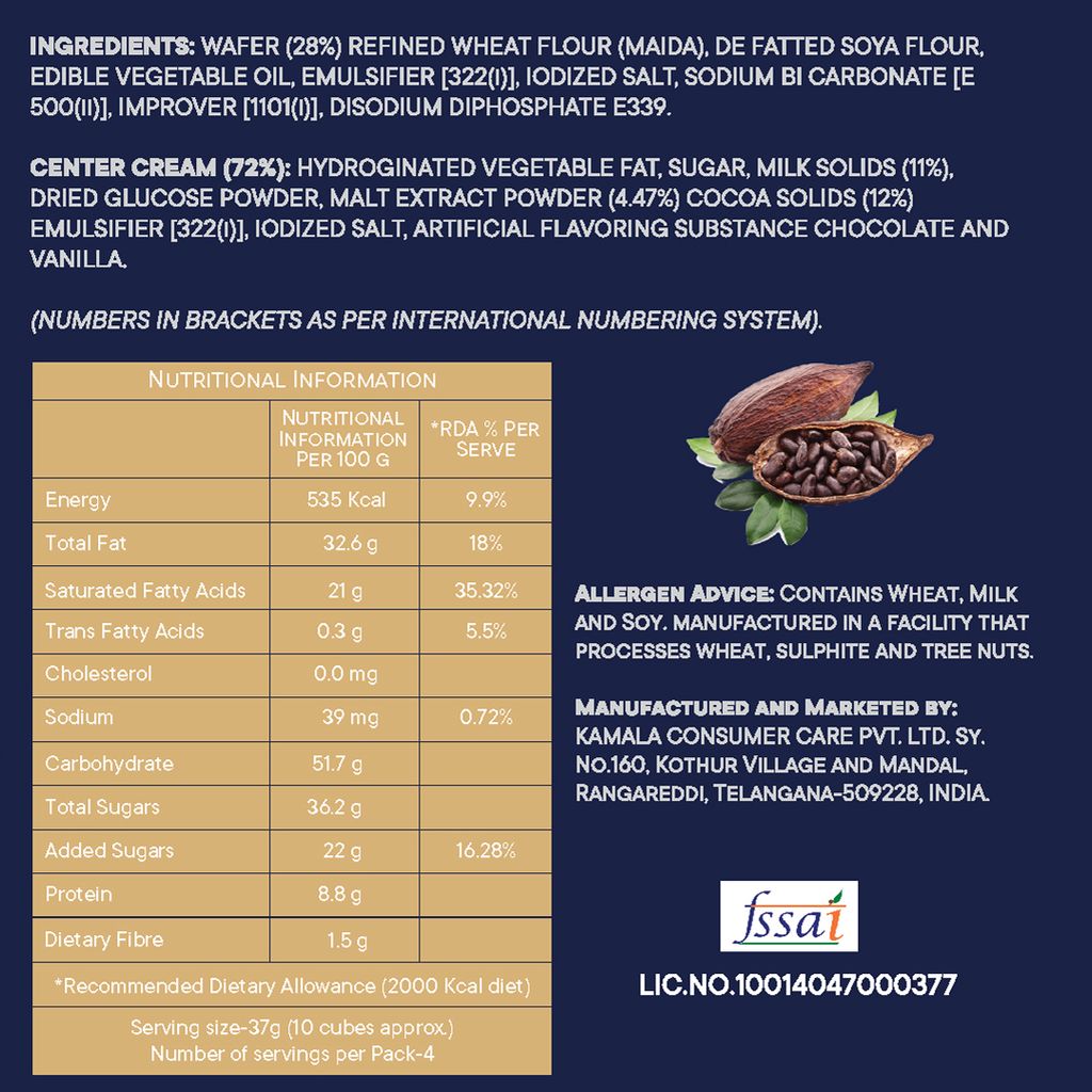 Kyomi Quattro Chocolate Wafer Cubes, 150g | Crispy & Delicious Wafers Perfect for Snacking