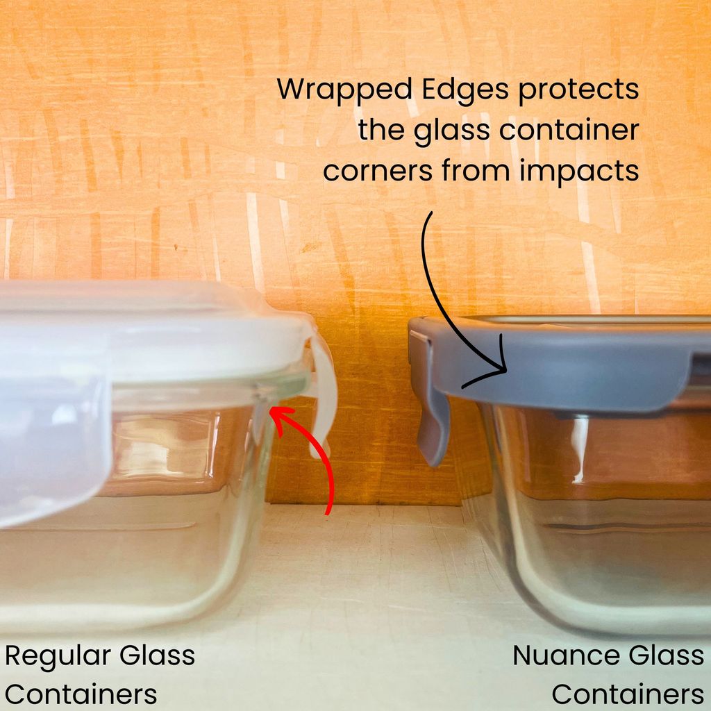 Nuance Glass Container With 304 Grade Stainless Steel Lid 1000 ml Set of 3