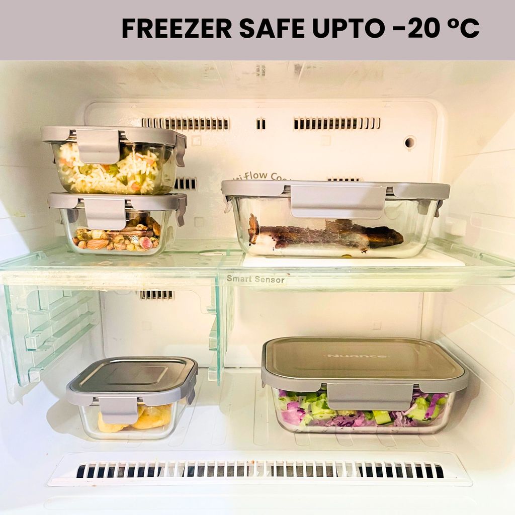 Nuance Glass Container With 304 Grade Stainless Steel Lid 1000 ml Set of 3