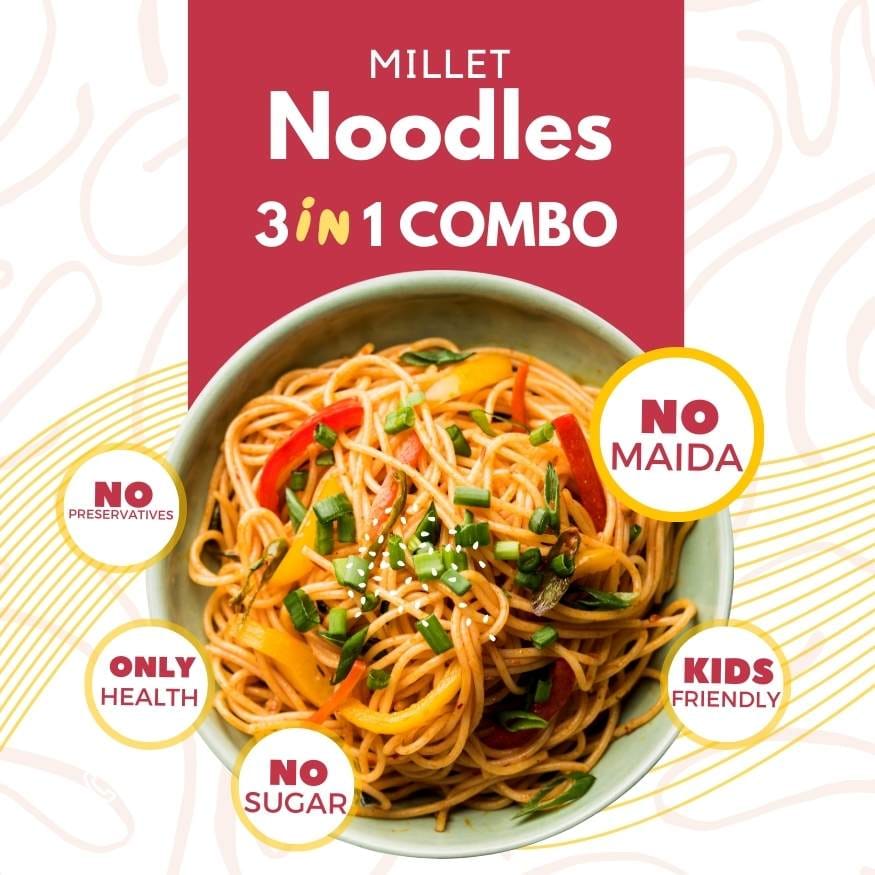 GOLDEN MILLETS Noodles Combo | Healthy Noodles Millets | Multi Millet Noodles | Foxtail Millet Noodles | Little Millet Noodles | Kodo Millet Noodles | Barnyard Millet Noodles | No Preservative | Millets Noodles For Diet | (150g x 5)