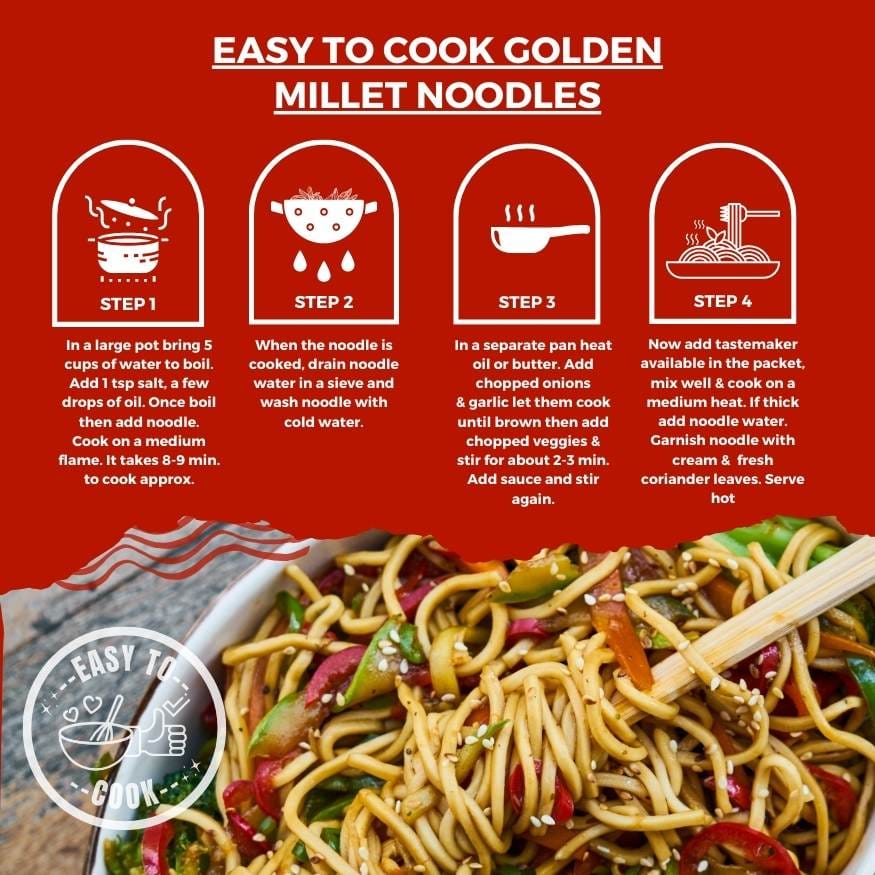 GOLDEN MILLETS Noodles Combo | Healthy Noodles Millets | Multi Millet Noodles | Foxtail Millet Noodles | Little Millet Noodles | Kodo Millet Noodles | Barnyard Millet Noodles | No Preservative | Millets Noodles For Diet | (150g x 5)