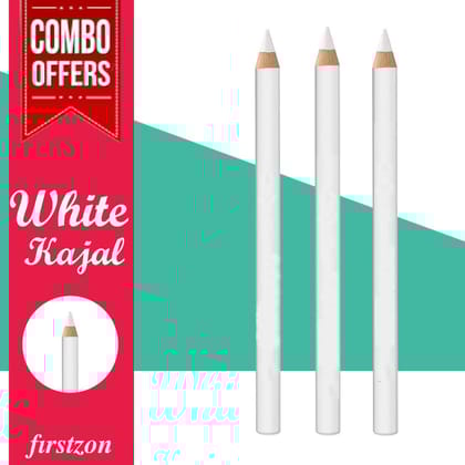 FIRSTZON white kajal eyeliner pencil smudge proof waterproof| white kohl kajal | white kajal combo pack (white, 0.9 g)
