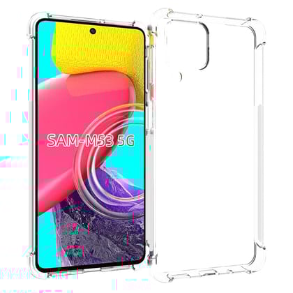 USTIYA for Samsung Galaxy M53 5G Case Clear TPU Four Corners Cover Transparent Soft funda