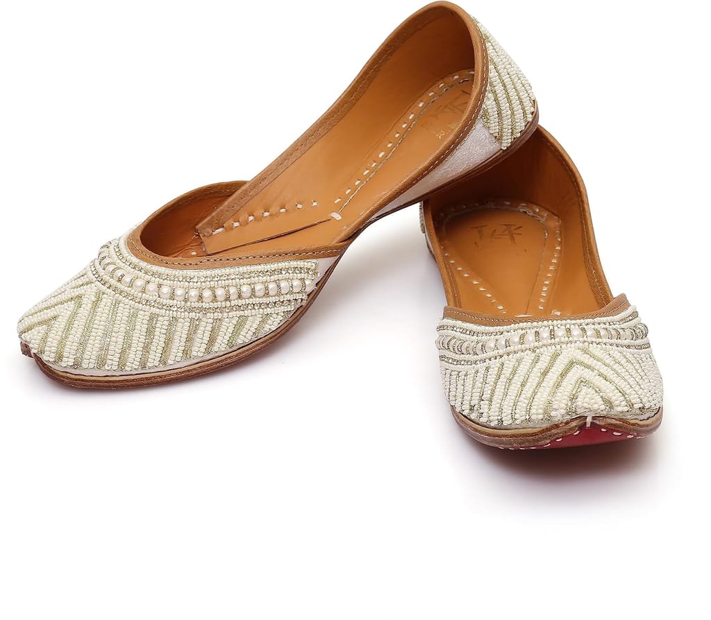 HEER Women's Punjabi Juttis | Soft Leather Mojari for Ladies | Bridal Stylish Casual Bellies for Girls