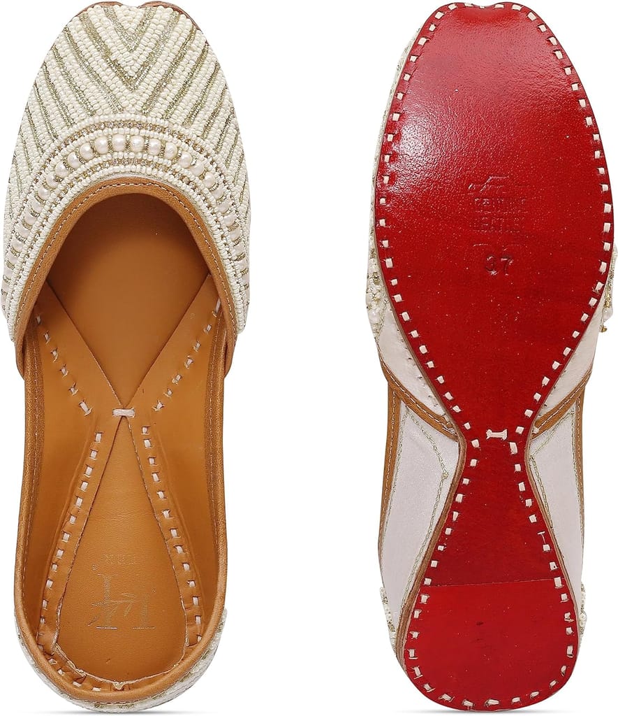 HEER Women's Punjabi Juttis | Soft Leather Mojari for Ladies | Bridal Stylish Casual Bellies for Girls