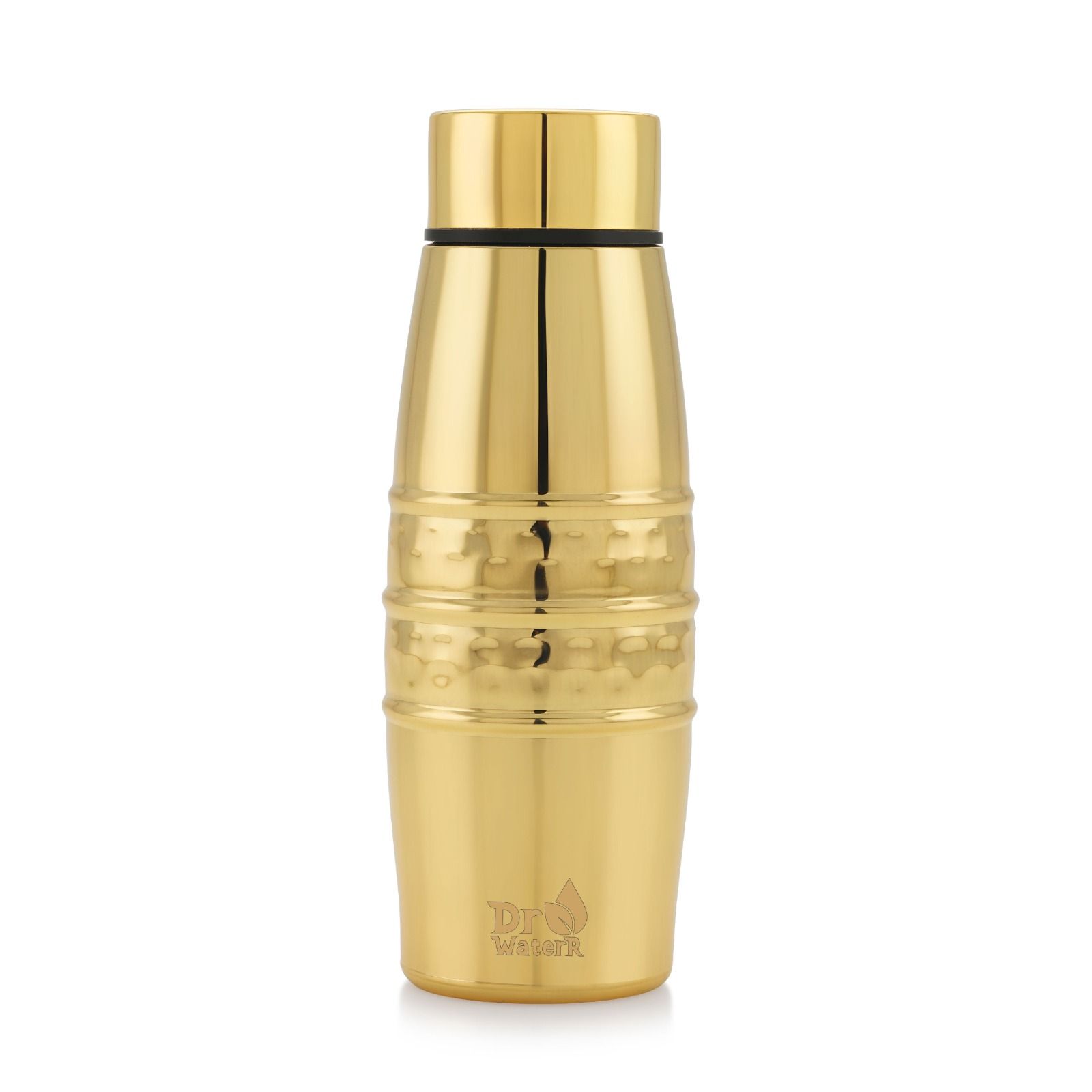 Dr.WaterR Dew Steel Gold PVD Finish 450ml | Leakproof | for Water | Hot and Cold Drinks | Juice | Cocktail | Milkshake | Smoothie | Ideal for Kids | Home | Gym | Office | Travel | Special Occasions