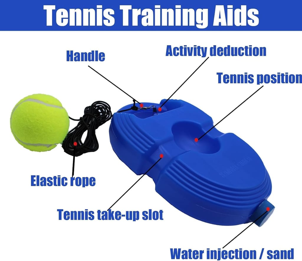 Tennis Trainer Rebound Ball with String Solo Tennis Trainer Set Self Tennis Practice Ball with String Cricket Trainer Rebound Ball with Rope Fill Sand or Water (Multicolor) (No Racket Included)