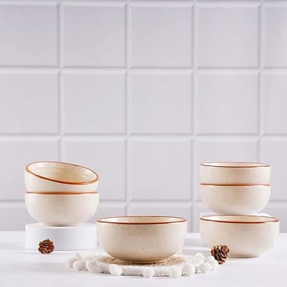 STOREPEDIA Handmade Ceramic Bowls Set of 6, 250 ml Matt Finish Serving Bowl for Vegetable Dessert Snack Fruits, Microwave Safe Bowl Set for Hotel Kitchen Gift, Off White Color STOREPEDIA Handmade Ceramic Bowls Set of 6, 250 ml Matt Finish Serving Bowl for Vegetable Dessert Snack Fruits, Microwave Safe Bowl Set for Hotel Kitchen Gift, Off White Color