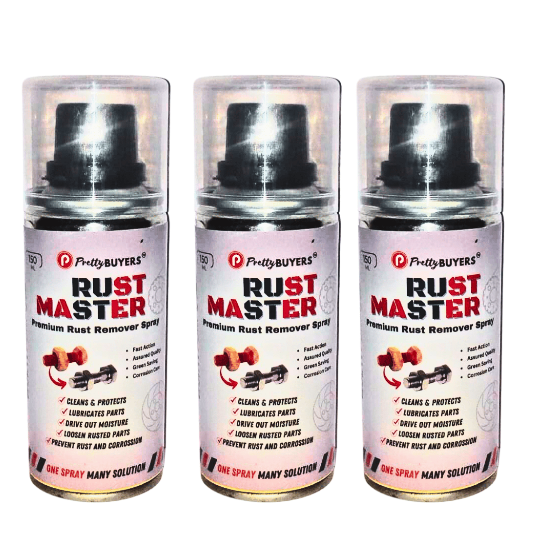 PrettyBUYERS RUST Master - Instant Rust Remover Spray (150 mlx3) | Removes Rust | Protects from Corrosion