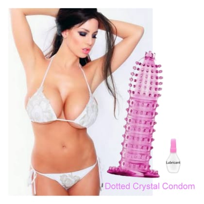 Qawvler Crystal Dotted Reusable Condom Silicone Dragon Condom Waterproof & Extra Dotted (Pack of 1)