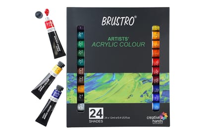 BRUSTRO Acrylic Paint set of 24, Multicolour 12ml tubes PC