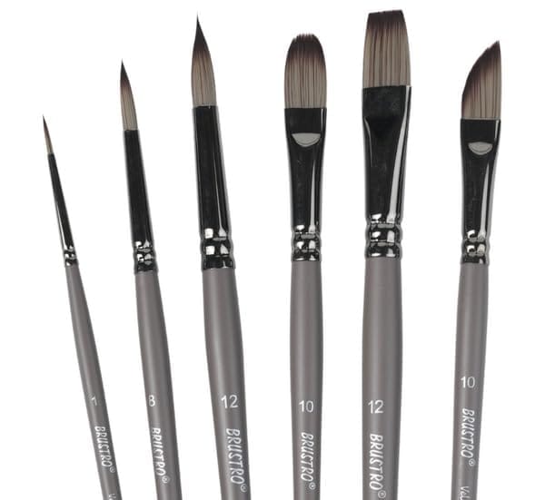 Brustro VelveTouch Artist Brushes for Gouache, Acrylics, Watercolor, and Oil. Brush Set of 6 - Stationery | Buy online on ZillyBuy