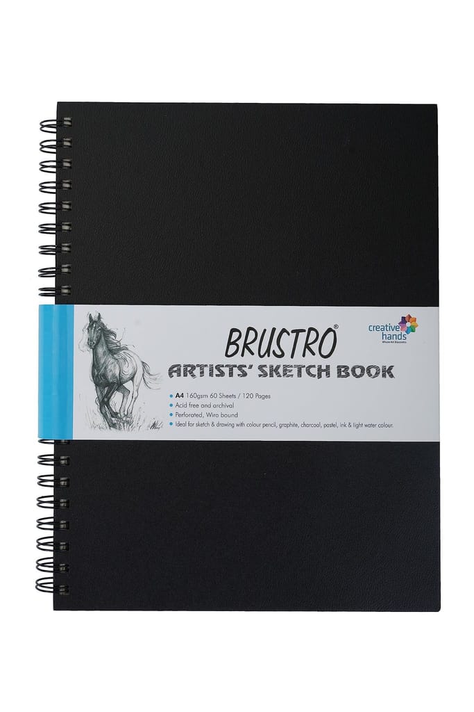 Brustro Artists Wiro Bound Sketch Book, A4 Size, 120 Pages, 160 GSM (Acid Free) - Stationery | Buy online on ZillyBuy