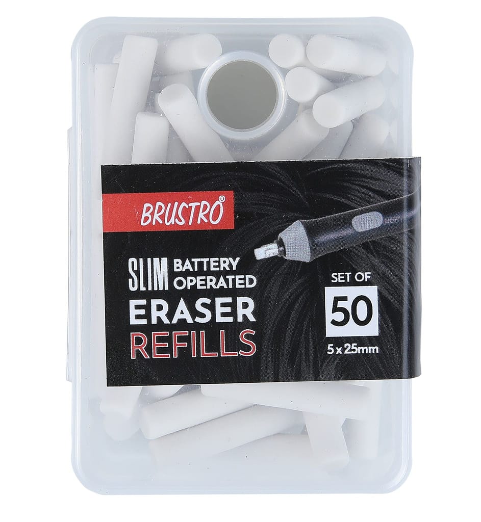 Brustro Slim Battery Operated Eraser Refills - 50 Pieces of 5x25mm - Stationery | Buy online on ZillyBuy