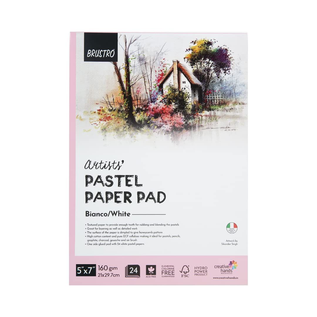 BRUSTRO Artists' Pastel Paper Pad - Bianco/White - 5"x7" - 160gsm