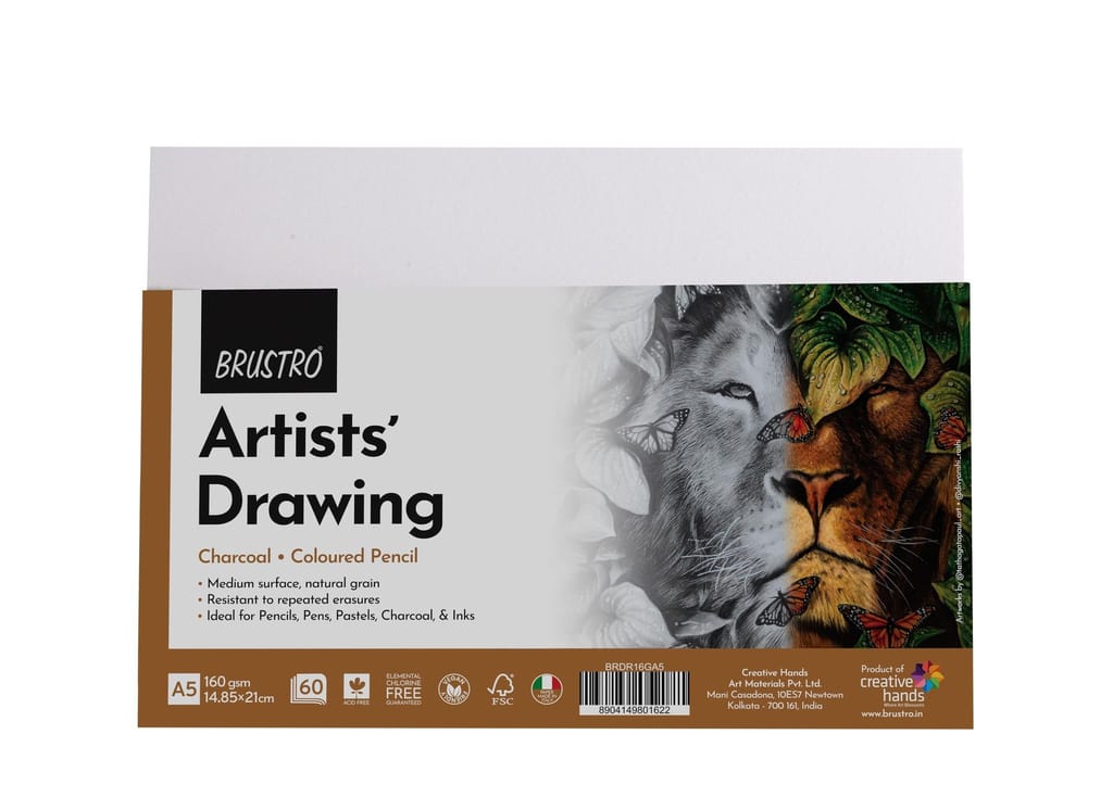Brustro Artists Drawing Paper 160 GSM A5 Size, Pack of 60 Sheets - Stationery | Buy online on ZillyBuy